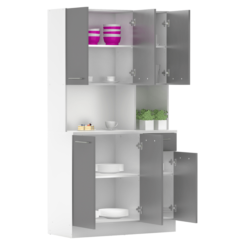 Casa si Gradina - Mobilier - Comode si corpuri - Corpuri bucatarie - Dulap de bucatarie cu sase usi, alb/grafit, PELION NEW - Infinity.ro