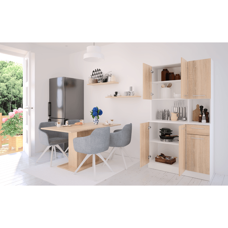 Casa si Gradina - Mobilier - Comode si corpuri - Corpuri bucatarie - Dulap de bucatarie cu sase usi, alb/stejar sonoma, PELION NEW - Infinity.ro
