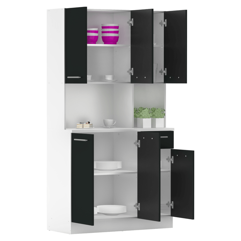 Casa si Gradina - Mobilier - Comode si corpuri - Corpuri bucatarie - Dulap de bucatarie cu sase usi, alb/negru, PELION NEW - Infinity.ro