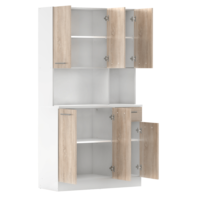 Casa si Gradina - Mobilier - Comode si corpuri - Corpuri bucatarie - Dulap de bucatarie cu sase usi, alb/stejar sonoma, PELION NEW - Infinity.ro