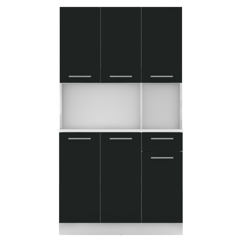 Casa si Gradina - Mobilier - Comode si corpuri - Corpuri bucatarie - Dulap de bucatarie cu sase usi, alb/negru, PELION NEW - Infinity.ro