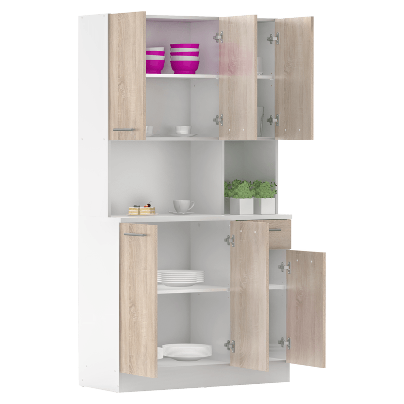 Casa si Gradina - Mobilier - Comode si corpuri - Corpuri bucatarie - Dulap de bucatarie cu sase usi, alb/stejar sonoma, PELION NEW - Infinity.ro