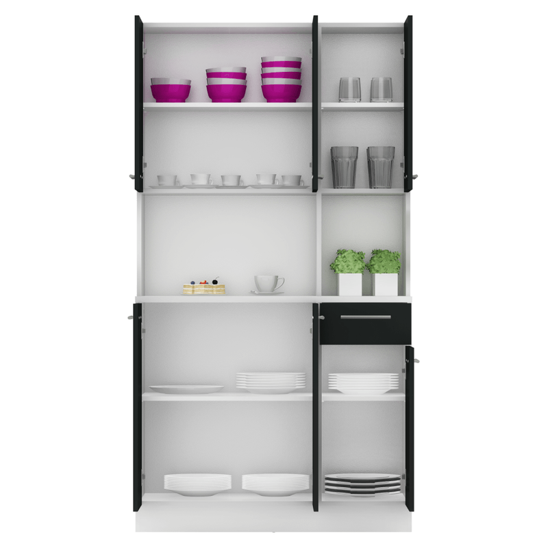 Casa si Gradina - Mobilier - Comode si corpuri - Corpuri bucatarie - Dulap de bucatarie cu sase usi, alb/negru, PELION NEW - Infinity.ro