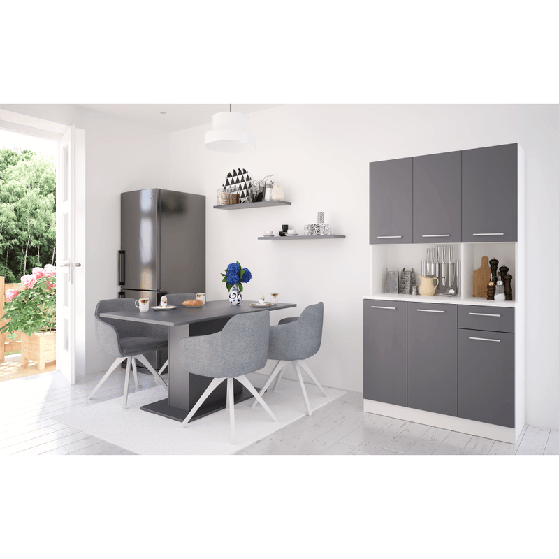 Casa si Gradina - Mobilier - Comode si corpuri - Corpuri bucatarie - Dulap de bucatarie cu sase usi, alb/grafit, PELION NEW - Infinity.ro