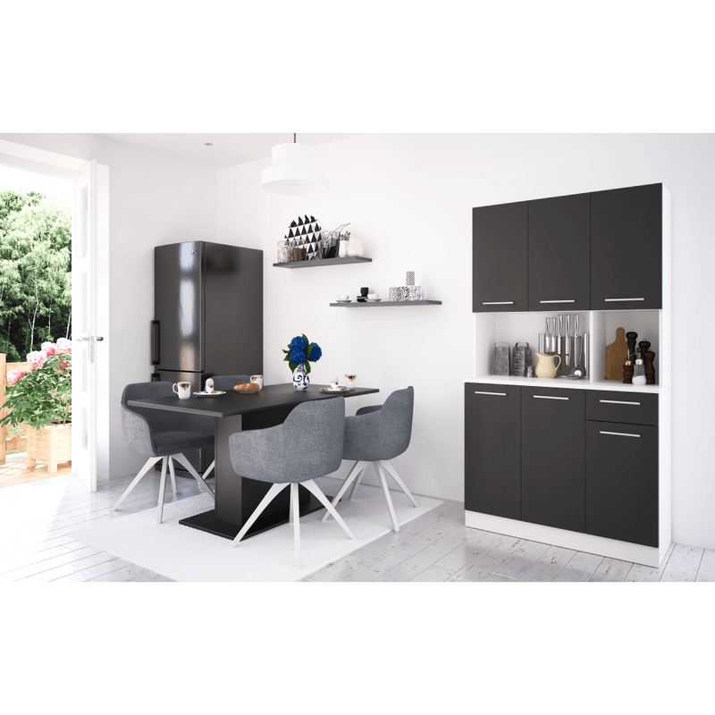 Casa si Gradina - Mobilier - Comode si corpuri - Corpuri bucatarie - Dulap de bucatarie cu sase usi, alb/negru, PELION NEW - Infinity.ro