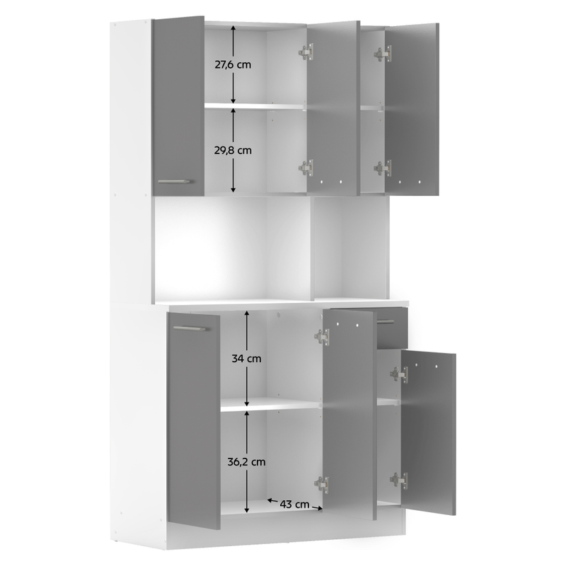 Casa si Gradina - Mobilier - Comode si corpuri - Corpuri bucatarie - Dulap de bucatarie cu sase usi, alb/grafit, PELION NEW - Infinity.ro