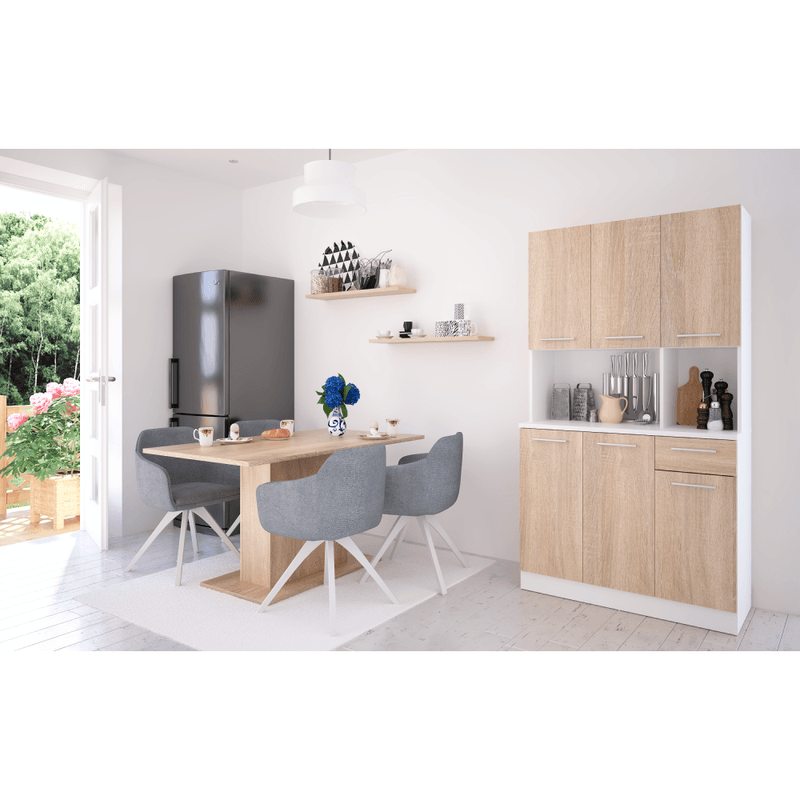 Casa si Gradina - Mobilier - Comode si corpuri - Corpuri bucatarie - Dulap de bucatarie cu sase usi, alb/stejar sonoma, PELION NEW - Infinity.ro