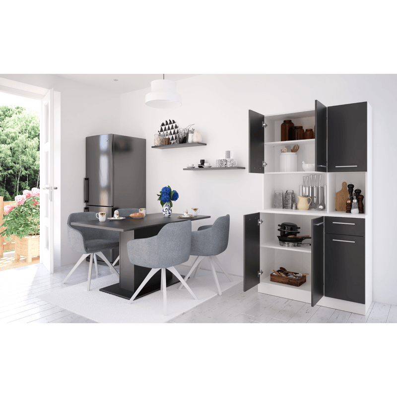 Casa si Gradina - Mobilier - Comode si corpuri - Corpuri bucatarie - Dulap de bucatarie cu sase usi, alb/negru, PELION NEW - Infinity.ro