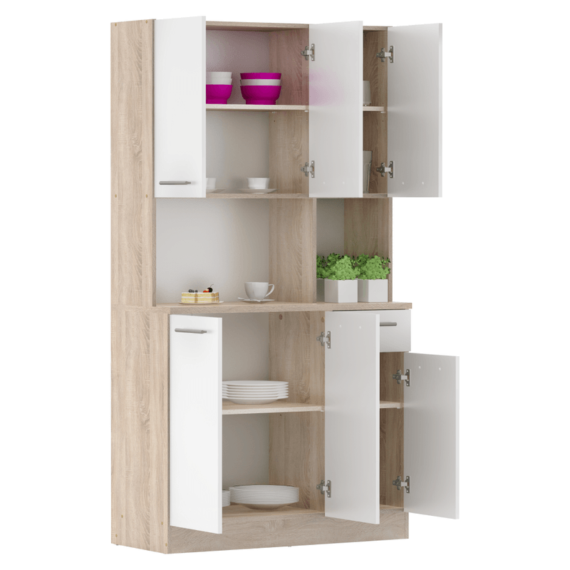 Casa si Gradina - Mobilier - Comode si corpuri - Corpuri bucatarie - Dulap de bucatarie cu sase usi, stejar sonoma/alb, PELION NEW - Infinity.ro