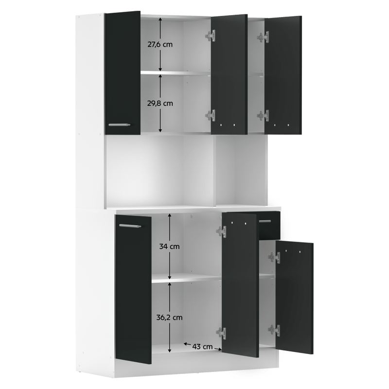 Casa si Gradina - Mobilier - Comode si corpuri - Corpuri bucatarie - Dulap de bucatarie cu sase usi, alb/negru, PELION NEW - Infinity.ro