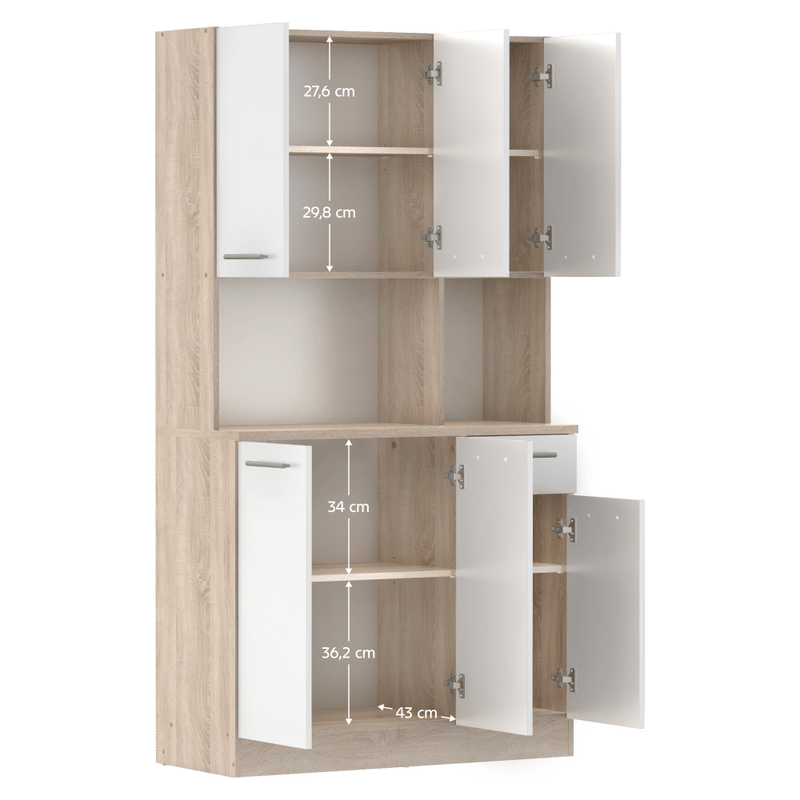 Casa si Gradina - Mobilier - Comode si corpuri - Corpuri bucatarie - Dulap de bucatarie cu sase usi, stejar sonoma/alb, PELION NEW - Infinity.ro