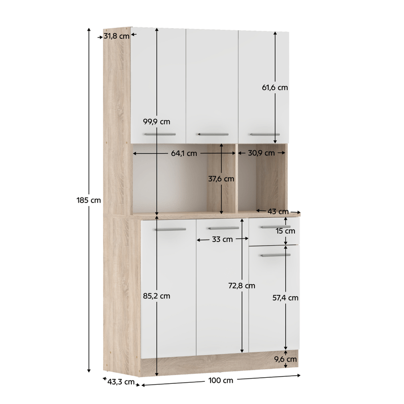 Casa si Gradina - Mobilier - Comode si corpuri - Corpuri bucatarie - Dulap de bucatarie cu sase usi, stejar sonoma/alb, PELION NEW - Infinity.ro