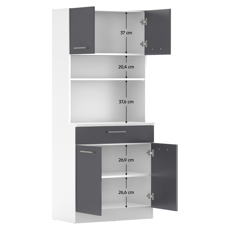 Casa si Gradina - Mobilier - Comode si corpuri - Corpuri bucatarie - Dulap de bucatarie cu patru usi, alb/grafit, DOMIS NEW - Infinity.ro