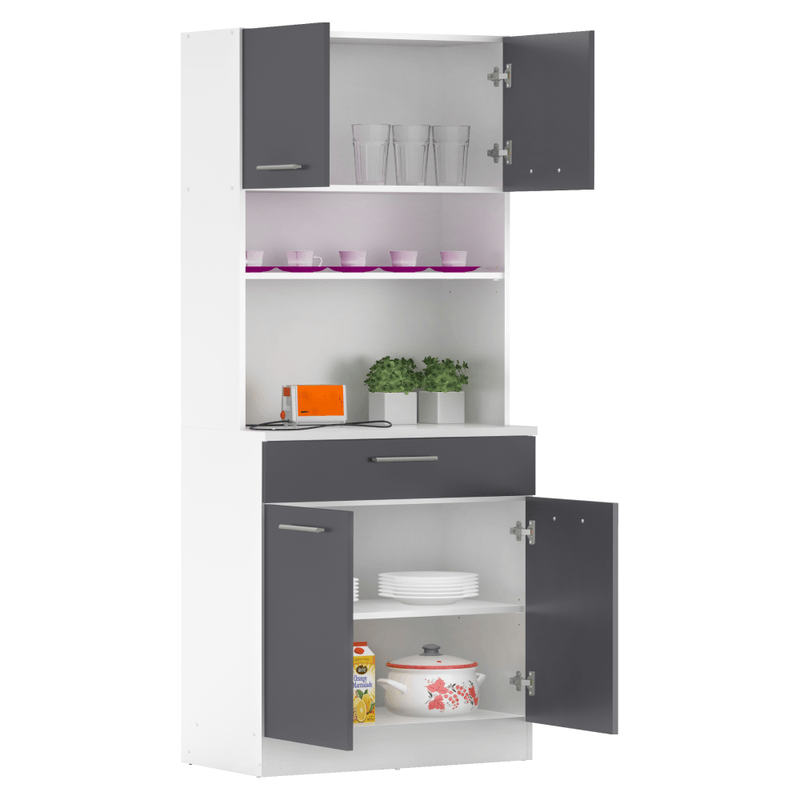 Casa si Gradina - Mobilier - Comode si corpuri - Corpuri bucatarie - Dulap de bucatarie cu patru usi, alb/grafit, DOMIS NEW - Infinity.ro
