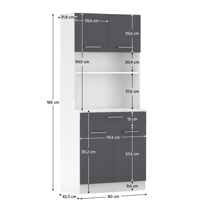 Casa si Gradina - Mobilier - Comode si corpuri - Corpuri bucatarie - Dulap de bucatarie cu patru usi, alb/grafit, DOMIS NEW - Infinity.ro