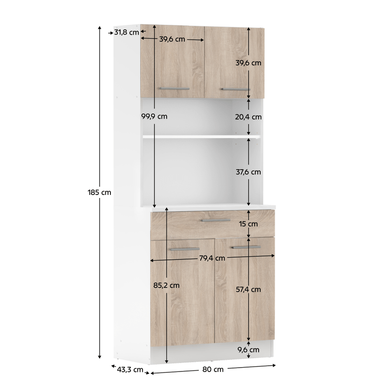 Casa si Gradina - Mobilier - Comode si corpuri - Corpuri bucatarie - Dulap de bucatarie cu patru usi, stejar alb/sonoma, DOMIS NEW - Infinity.ro