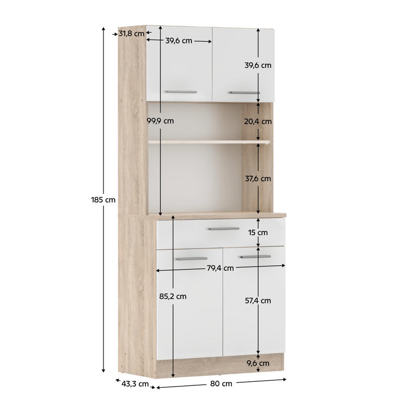 Casa si Gradina - Mobilier - Comode si corpuri - Corpuri bucatarie - Dulap de bucatarie cu patru usi, stejar sonoma/alb, DOMIS NEW - Infinity.ro