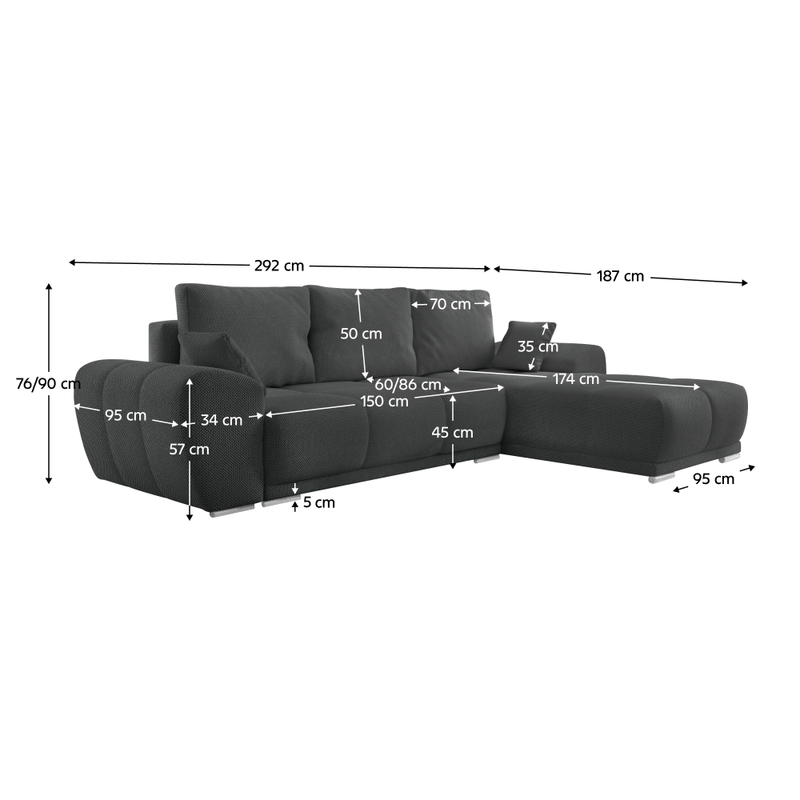 Casa si Gradina - Mobilier - Canapele si coltare - Coltare - Set canapea universala, gri inchis, KERIM ROH - Infinity.ro