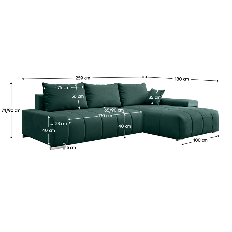 Casa si Gradina - Mobilier - Canapele si coltare - Coltare - Set canapea universala, smarald, VEZAN ROH - Infinity.ro