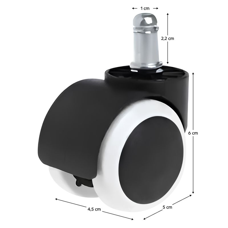 Casa si Gradina - Mobilier - Feronerie si accesorii mobila - Roata, set de 5 buc., negru/alb, KOLIESKO TYP 2 - Infinity.ro