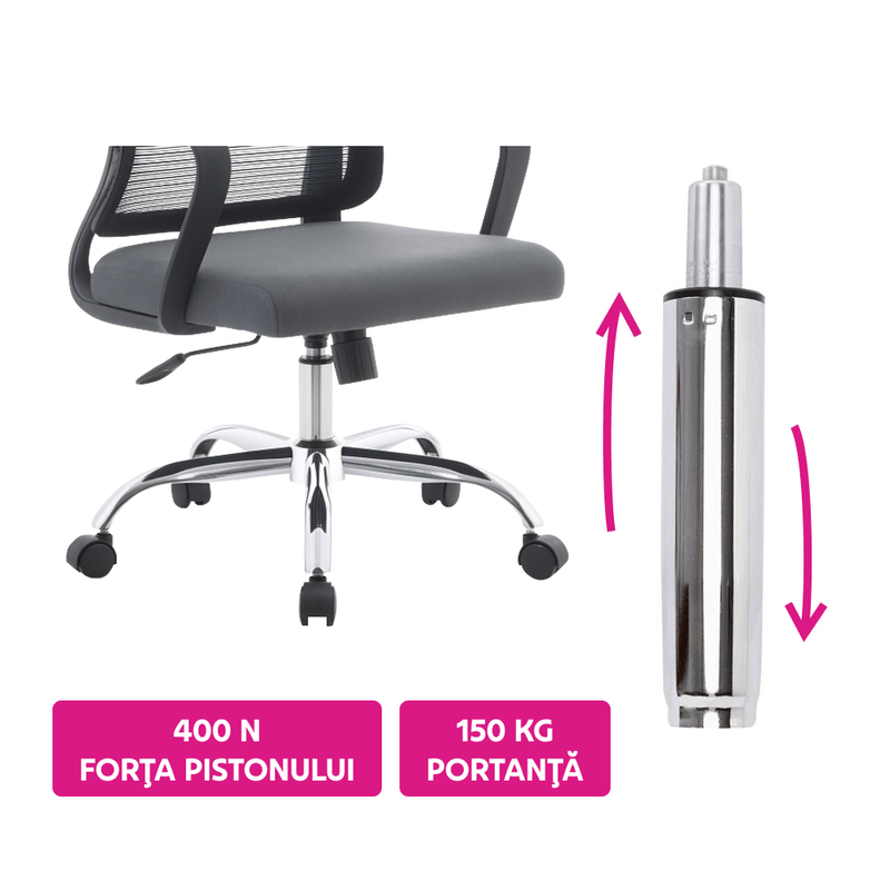 Casa si Gradina - Mobilier - Feronerie si accesorii mobila - Piston cu gaz, crom, lungime 35 cm, 150 kg, PISTON TYP 2 - Infinity.ro