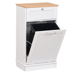 Casa si Gradina - Mobilier - Comode si corpuri - Corpuri bucatarie - Dulap cu deschidere basculanta cu cos de gunoi, alb/bambus, DELINS TYP 1 - Infinity.ro