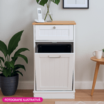 Casa si Gradina - Mobilier - Comode si corpuri - Corpuri bucatarie - Dulap cu deschidere basculanta cu cos de gunoi, alb/bambus, DELINS TYP 1 - Infinity.ro