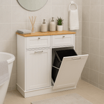 Casa si Gradina - Mobilier - Comode si corpuri - Corpuri bucatarie - Dulap basculant cu cos de gunoi, alb/bambus, DELINS TYP 2 - Infinity.ro