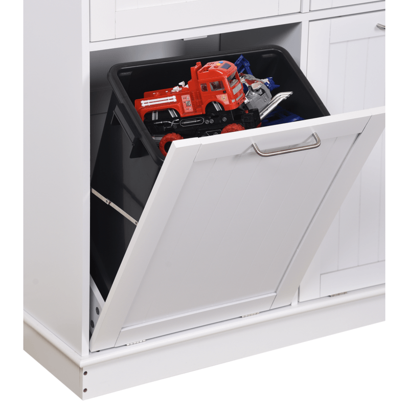 Casa si Gradina - Mobilier - Comode si corpuri - Corpuri bucatarie - Dulap basculant cu cos de gunoi, alb/bambus, DELINS TYP 2 - Infinity.ro