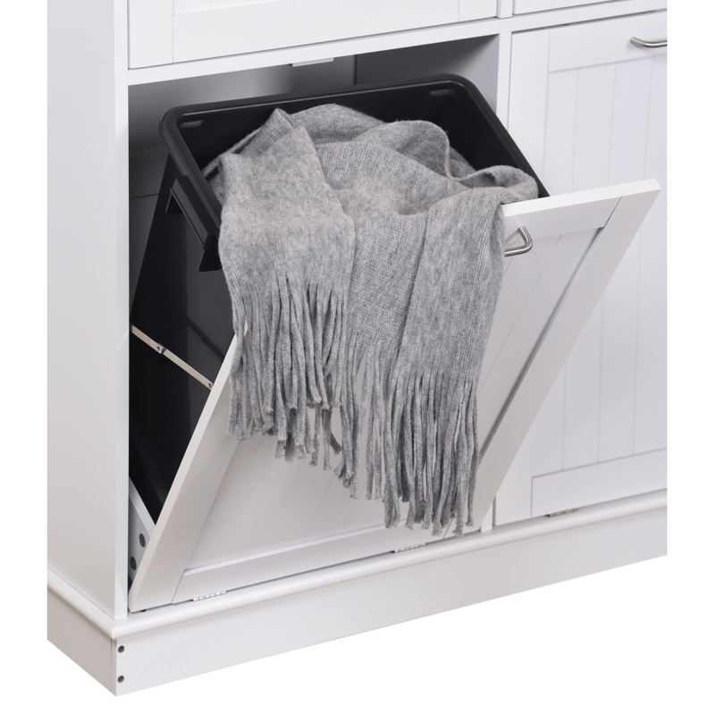 Casa si Gradina - Mobilier - Comode si corpuri - Corpuri bucatarie - Dulap basculant cu cos de gunoi, alb/bambus, DELINS TYP 2 - Infinity.ro
