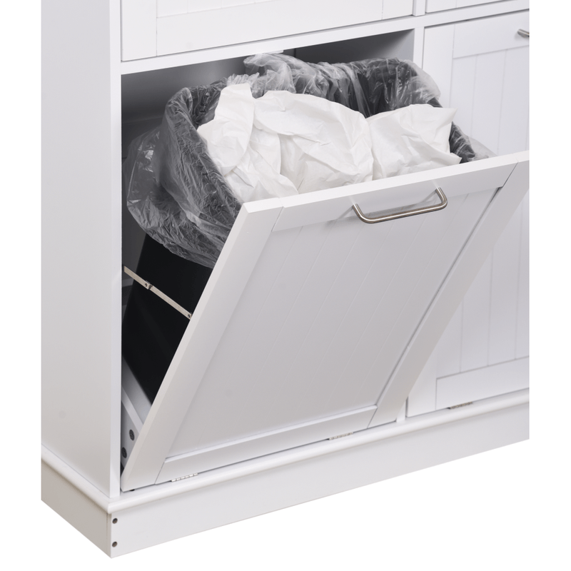 Casa si Gradina - Mobilier - Comode si corpuri - Corpuri bucatarie - Dulap basculant cu cos de gunoi, alb/bambus, DELINS TYP 2 - Infinity.ro