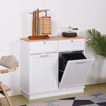 Casa si Gradina - Mobilier - Comode si corpuri - Corpuri bucatarie - Dulap basculant cu cos de gunoi, alb/bambus, DELINS TYP 2 - Infinity.ro