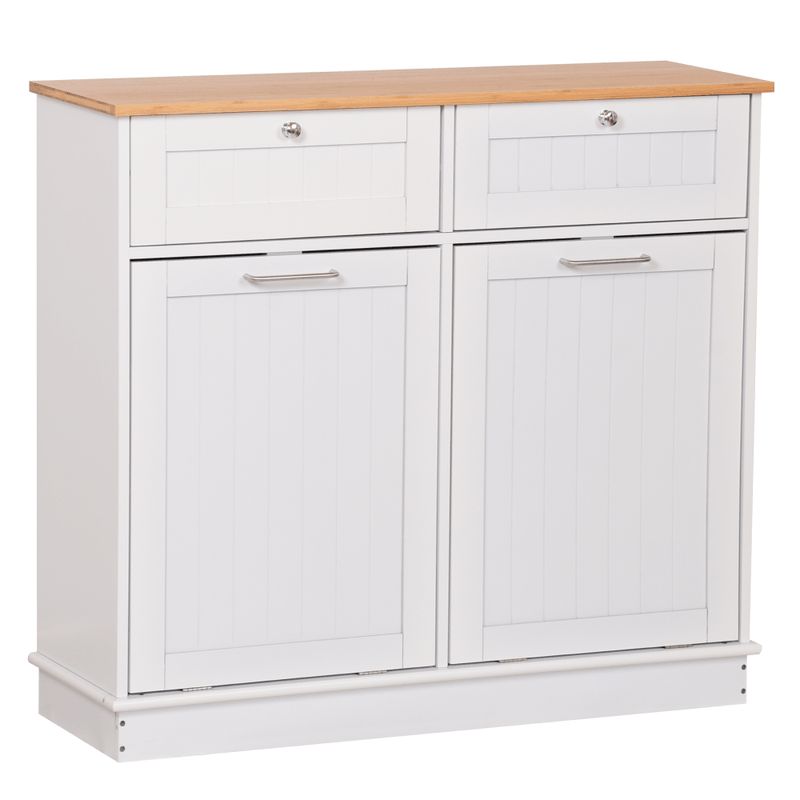 Casa si Gradina - Mobilier - Comode si corpuri - Corpuri bucatarie - Dulap basculant cu cos de gunoi, alb/bambus, DELINS TYP 2 - Infinity.ro