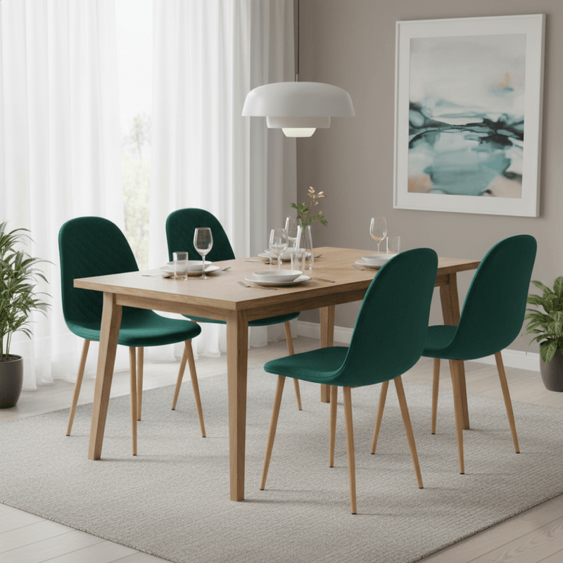 Casa si Gradina - Mobilier - Scaune si fotolii - Scaune - Scaun, catifea Velvet smarald/fag, LEGA 2 NEW - Infinity.ro