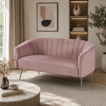 Casa si Gradina - Mobilier - Canapele si coltare - Canapele - Canapea de design cu 2 locuri, tesatura Velvet roz/crom-argintiu, BAGY - Infinity.ro