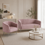 Casa si Gradina - Mobilier - Canapele si coltare - Canapele - Canapea de design cu 2 locuri, tesatura Velvet roz/crom-argintiu, BAGY - Infinity.ro