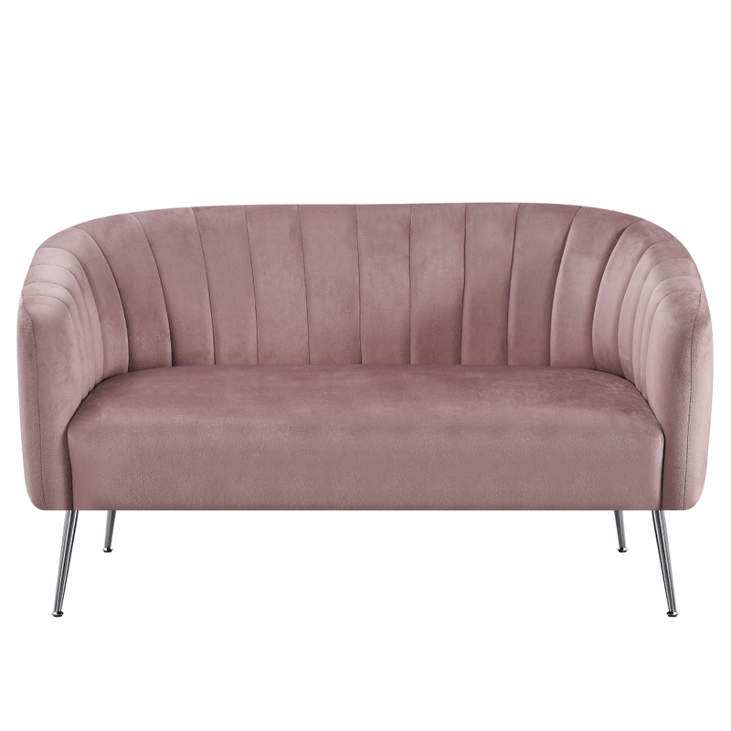 Casa si Gradina - Mobilier - Canapele si coltare - Canapele - Canapea de design cu 2 locuri, tesatura Velvet roz/crom-argintiu, BAGY - Infinity.ro