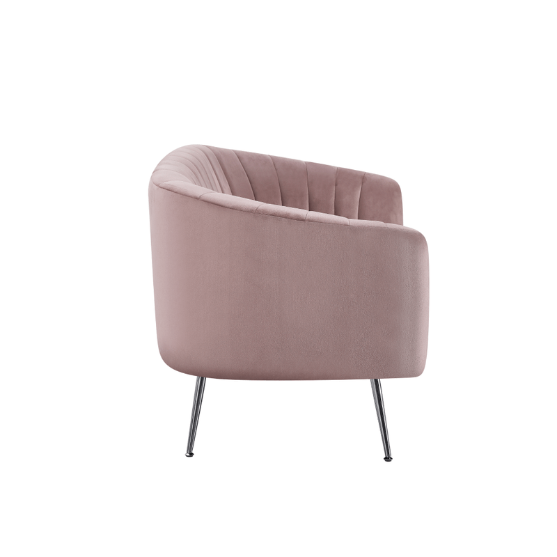 Casa si Gradina - Mobilier - Canapele si coltare - Canapele - Canapea de design cu 2 locuri, tesatura Velvet roz/crom-argintiu, BAGY - Infinity.ro