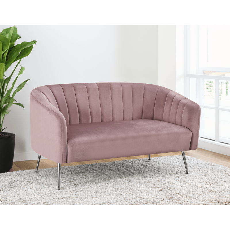 Casa si Gradina - Mobilier - Canapele si coltare - Canapele - Canapea de design cu 2 locuri, tesatura Velvet roz/crom-argintiu, BAGY - Infinity.ro