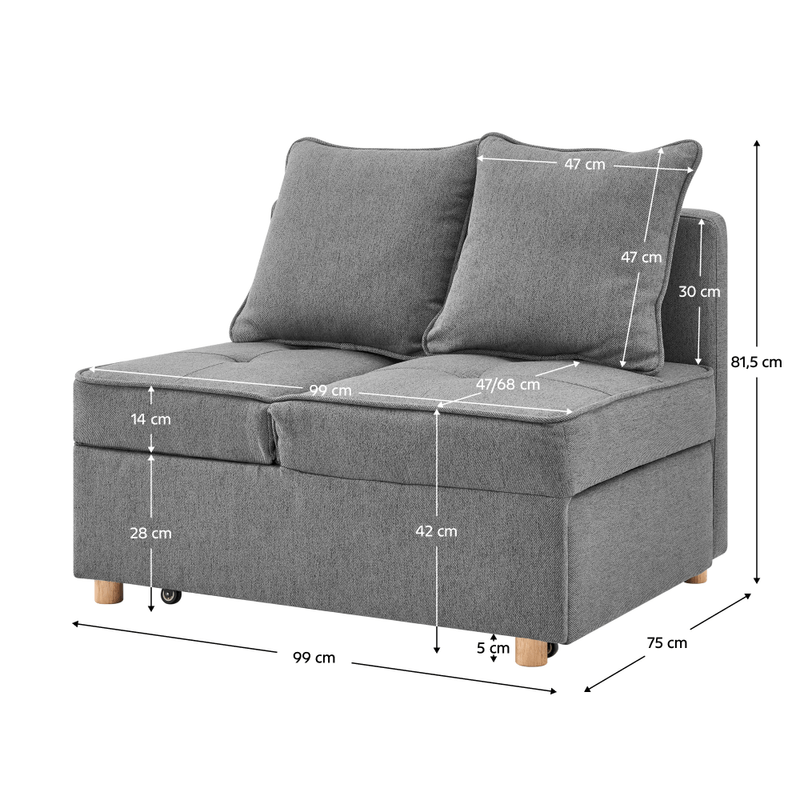 Casa si Gradina - Mobilier - Canapele si coltare - Canapele - Canapea extensibila, gri, OSVALDO - Infinity.ro