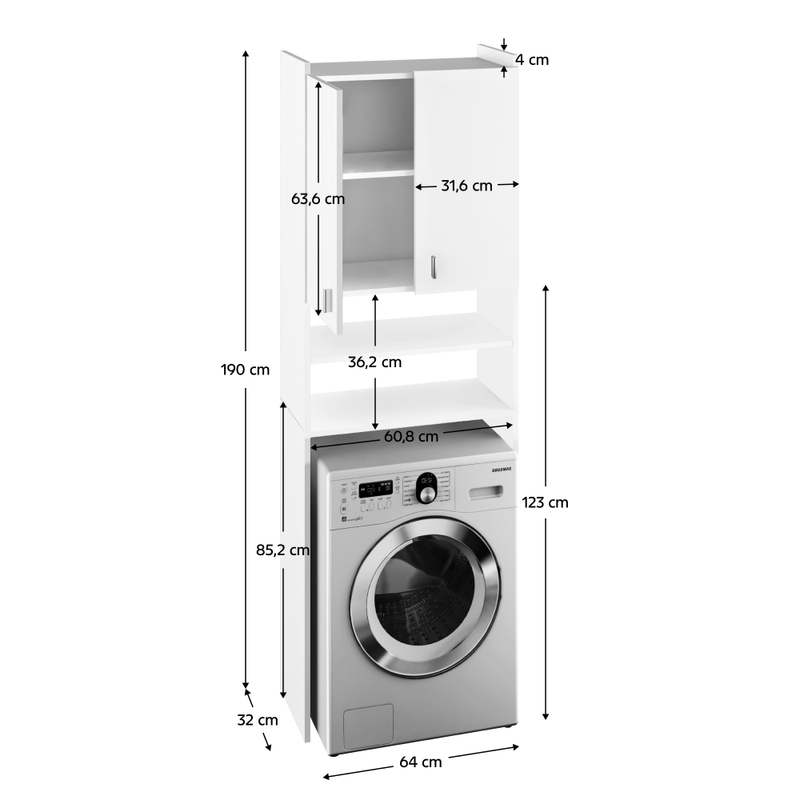 Casa si Gradina - Mobilier - Mobilier baie - Corpuri baie - Dulap deasupra masinii de spalat, alb, NATALI NEW - Infinity.ro