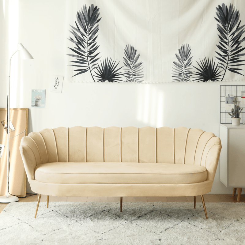 Casa si Gradina - Mobilier - Canapele si coltare - Canapele - Canapea de lux, cu 3 locuri, tesatura Velvet bej/auriu, Art-deco, NOBLEO TYP 2 - Infinity.ro