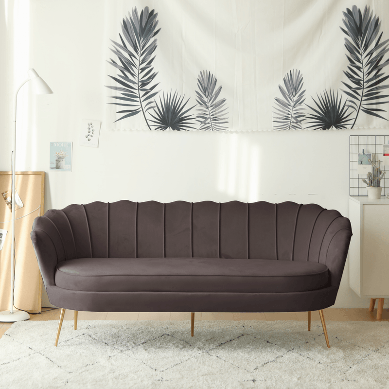 Casa si Gradina - Mobilier - Canapele si coltare - Canapele - Canapea de lux, cu 3 locuri, tesatura Velvet gri-maro/auriu, Art-deco, NOBLEO TYP 2 - Infinity.ro