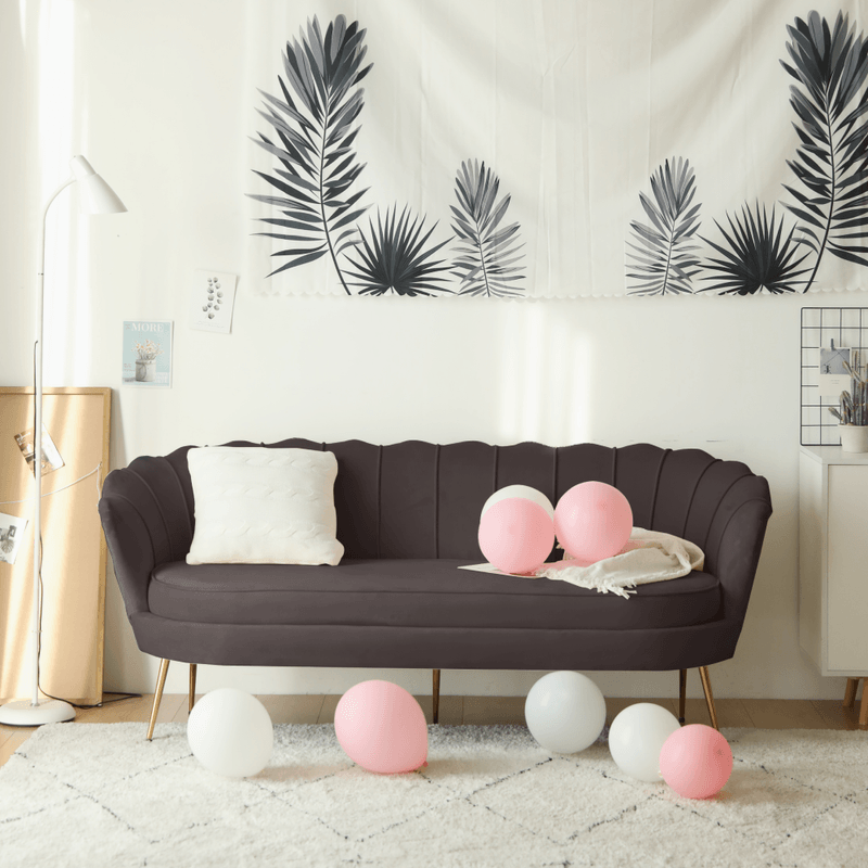Casa si Gradina - Mobilier - Canapele si coltare - Canapele - Canapea de lux, cu 3 locuri, tesatura Velvet gri-maro/auriu, Art-deco, NOBLEO TYP 2 - Infinity.ro
