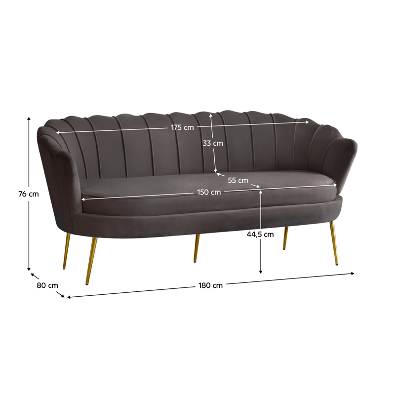 Casa si Gradina - Mobilier - Canapele si coltare - Canapele - Canapea de lux, cu 3 locuri, tesatura Velvet gri-maro/auriu, Art-deco, NOBLEO TYP 2 - Infinity.ro