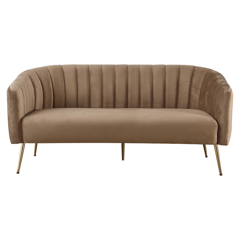 Casa si Gradina - Mobilier - Canapele si coltare - Canapele - Canapea de design cu 3 locuri, tesatura Velvet maro/gold crom-auriu, BAGY - Infinity.ro