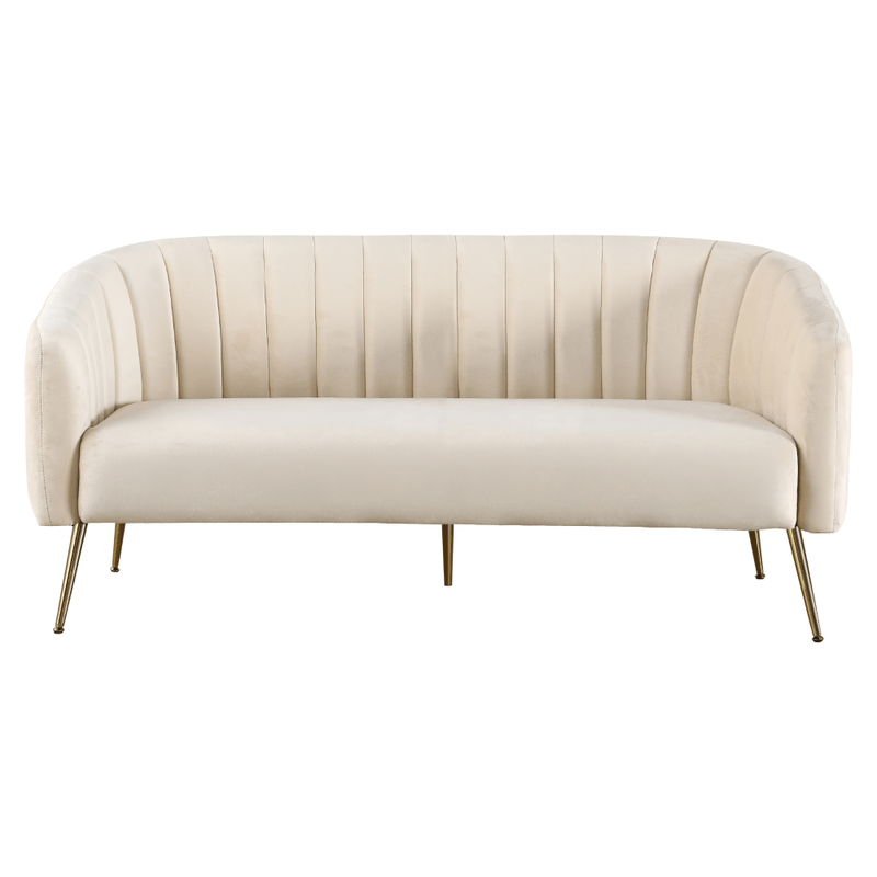Casa si Gradina - Mobilier - Canapele si coltare - Canapele - Canapea de design cu 3 locuri, tesatura Velvet bej/gold crom-auriu, BAGY - Infinity.ro