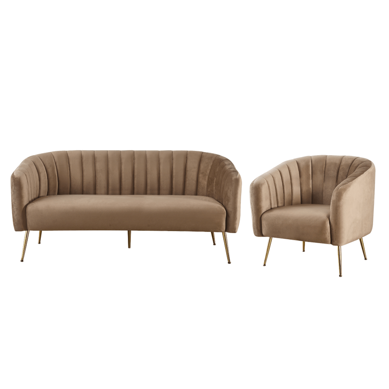 Casa si Gradina - Mobilier - Canapele si coltare - Canapele - Canapea de design cu 3 locuri, tesatura Velvet maro/gold crom-auriu, BAGY - Infinity.ro