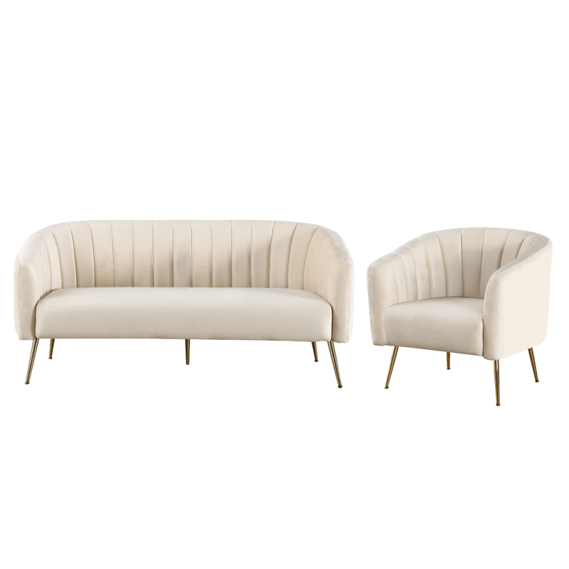 Casa si Gradina - Mobilier - Canapele si coltare - Canapele - Canapea de design cu 3 locuri, tesatura Velvet bej/gold crom-auriu, BAGY - Infinity.ro