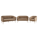 Casa si Gradina - Mobilier - Canapele si coltare - Canapele - Canapea de design cu 3 locuri, tesatura Velvet maro/gold crom-auriu, BAGY - Infinity.ro